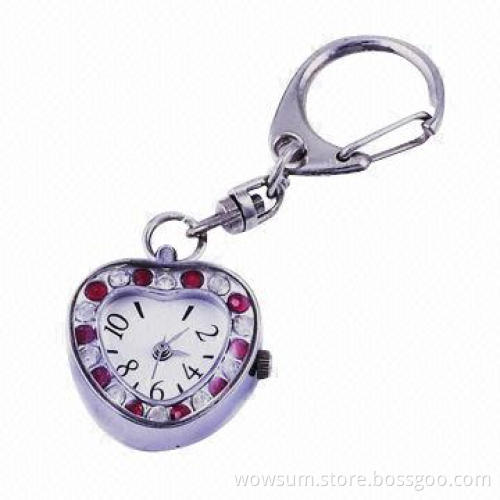 Keychain watches, metal alloy case, with eco-friendly material